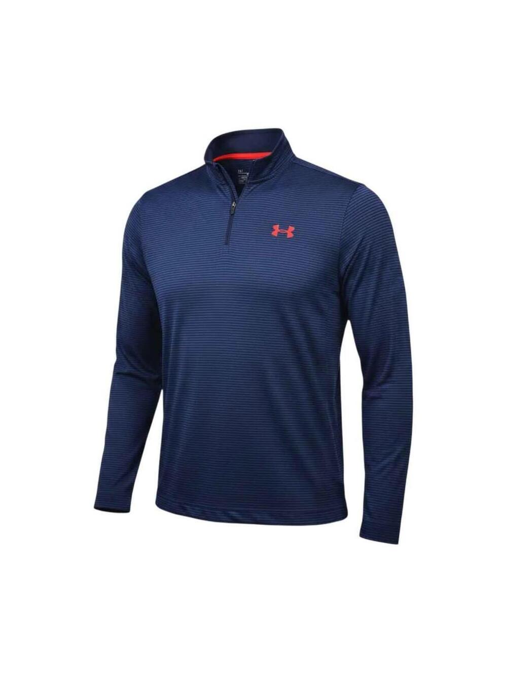 Under Armour ColdGear Blue Striped Long Sleeve Quarter Zip Shirt LG